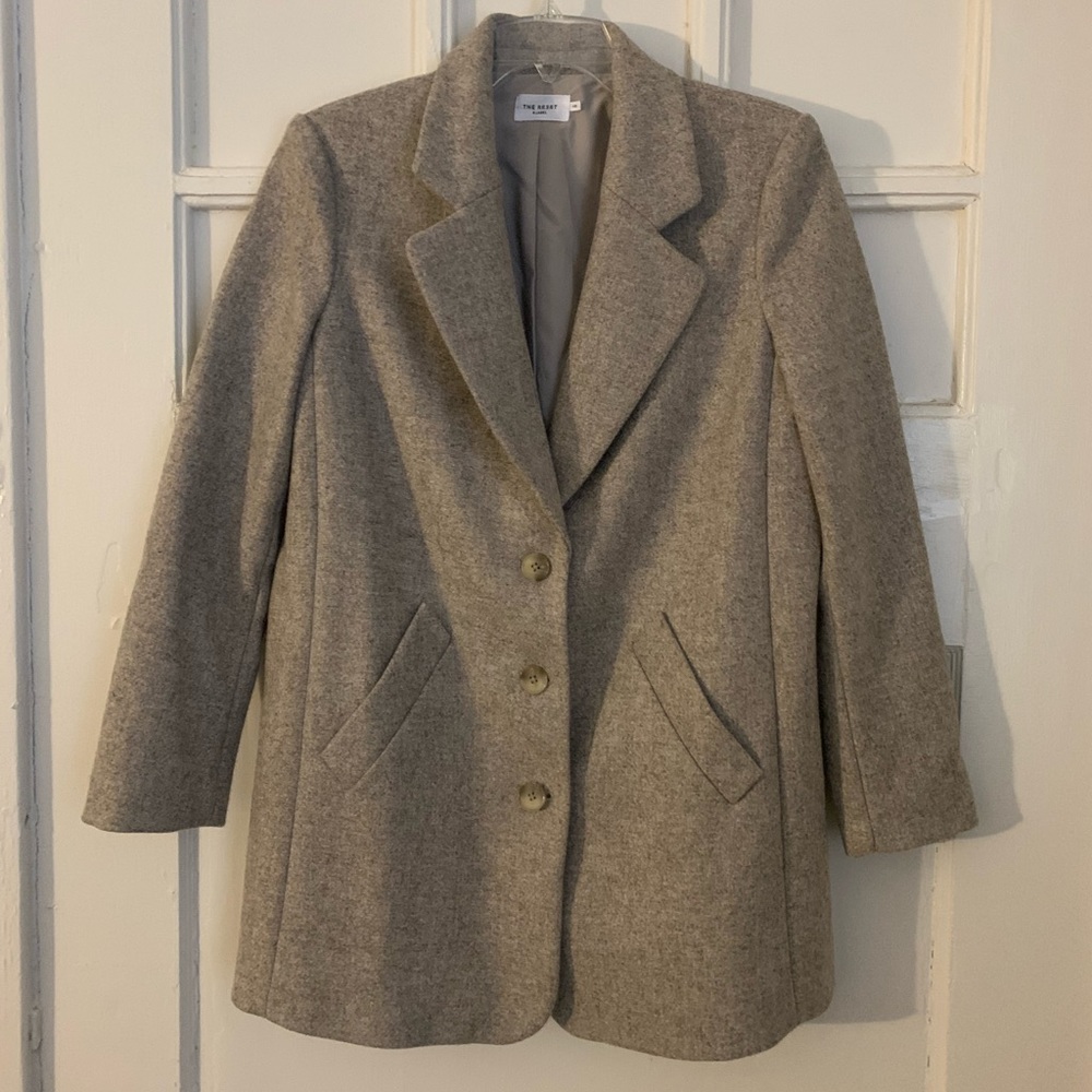 The Reset R Label Oatmeal Wool Blend Button Front Blazer Jacket, sz XS